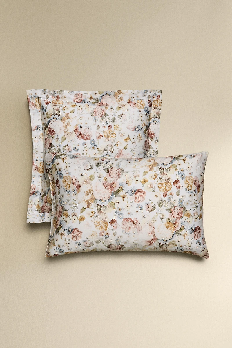 TAIE D’OREILLER SATIN FLORAL (300 FILS)