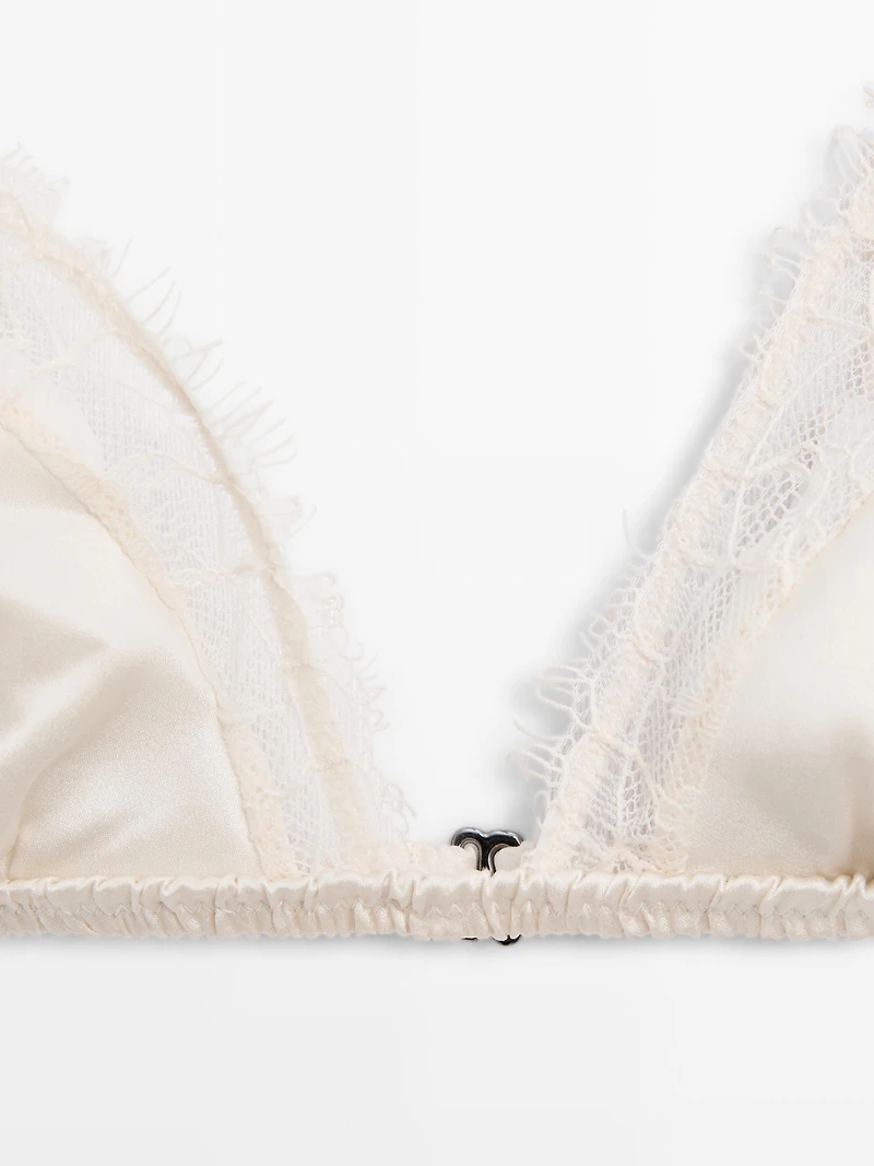 Silk and lace triangle bralette