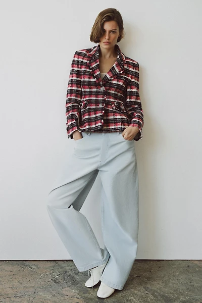 PLAID PEPLUM BLAZER ZW COLLECTION