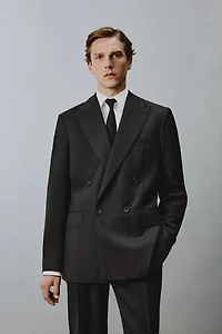 100% WOOL DOUBLE BREASTED SUIT BLAZER