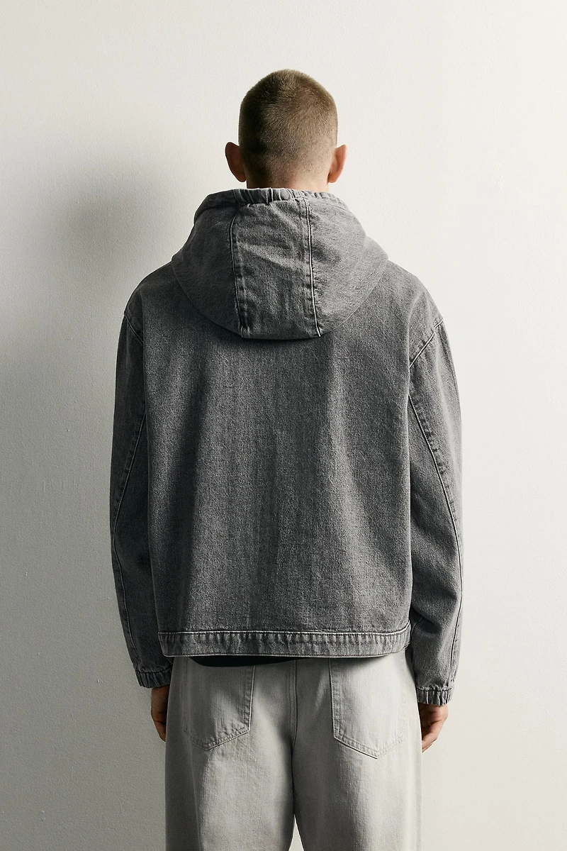 RELAXED-FIT DENIM HOODIE JACKET