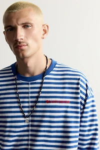 STRIPED JACQUARD EMBROIDERED T-SHIRT