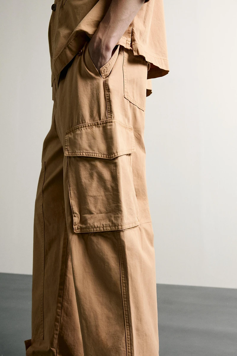 WASHED RELAXED FIT CARGO PANTS