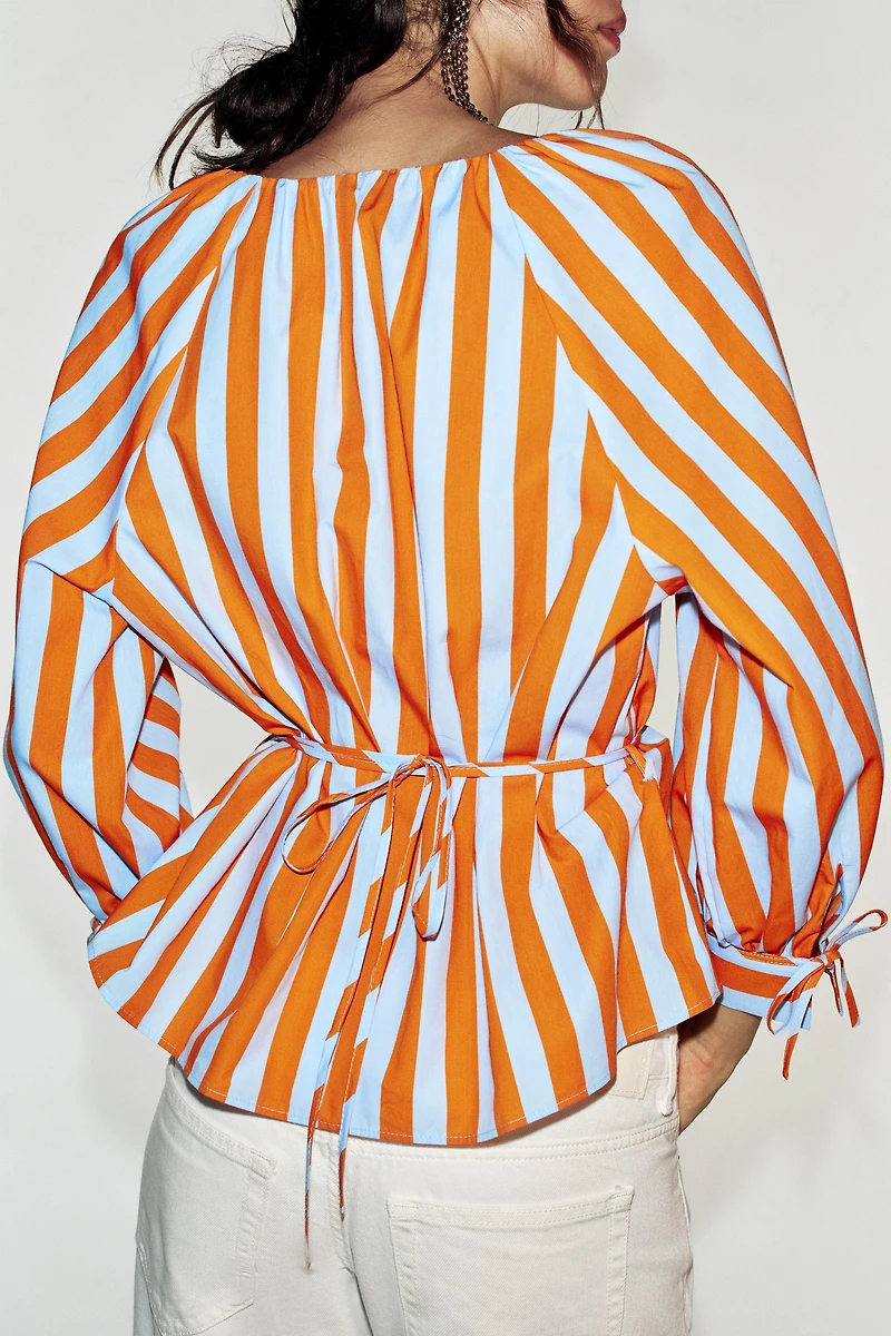 STRIPED SHIRT WITH SLIM BELT