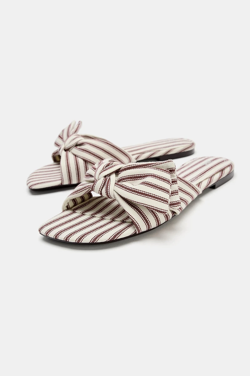 STRIPED FLAT SLIDE SANDALS