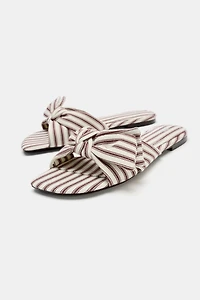 STRIPED FLAT SLIDE SANDALS