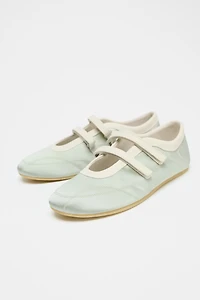 SATIN EFFECT STITCHED BALLET FLATS