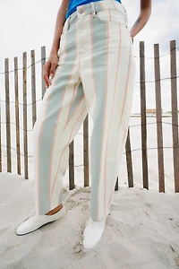 ZW COLLECTION MID-RISE STRIPED TAPERED JEANS