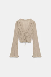 RUFFLED TIE TOP