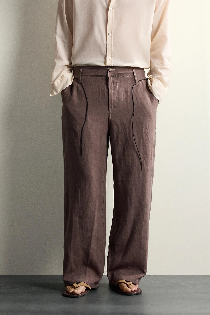 100% LINEN RELAXED FIT PANTS