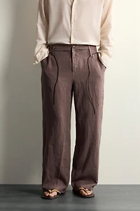 100% LINEN RELAXED FIT PANTS