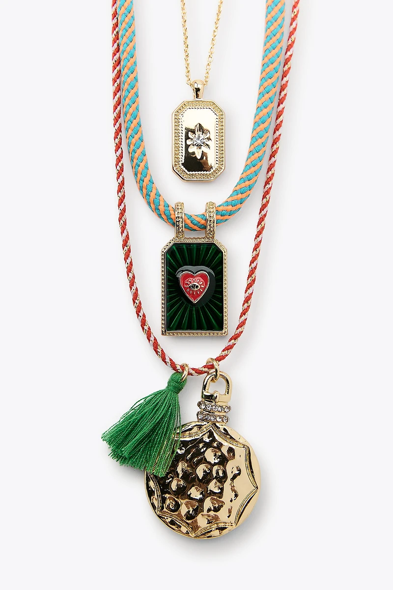 3-PACK OF CORD AND MEDALLION NECKLACES