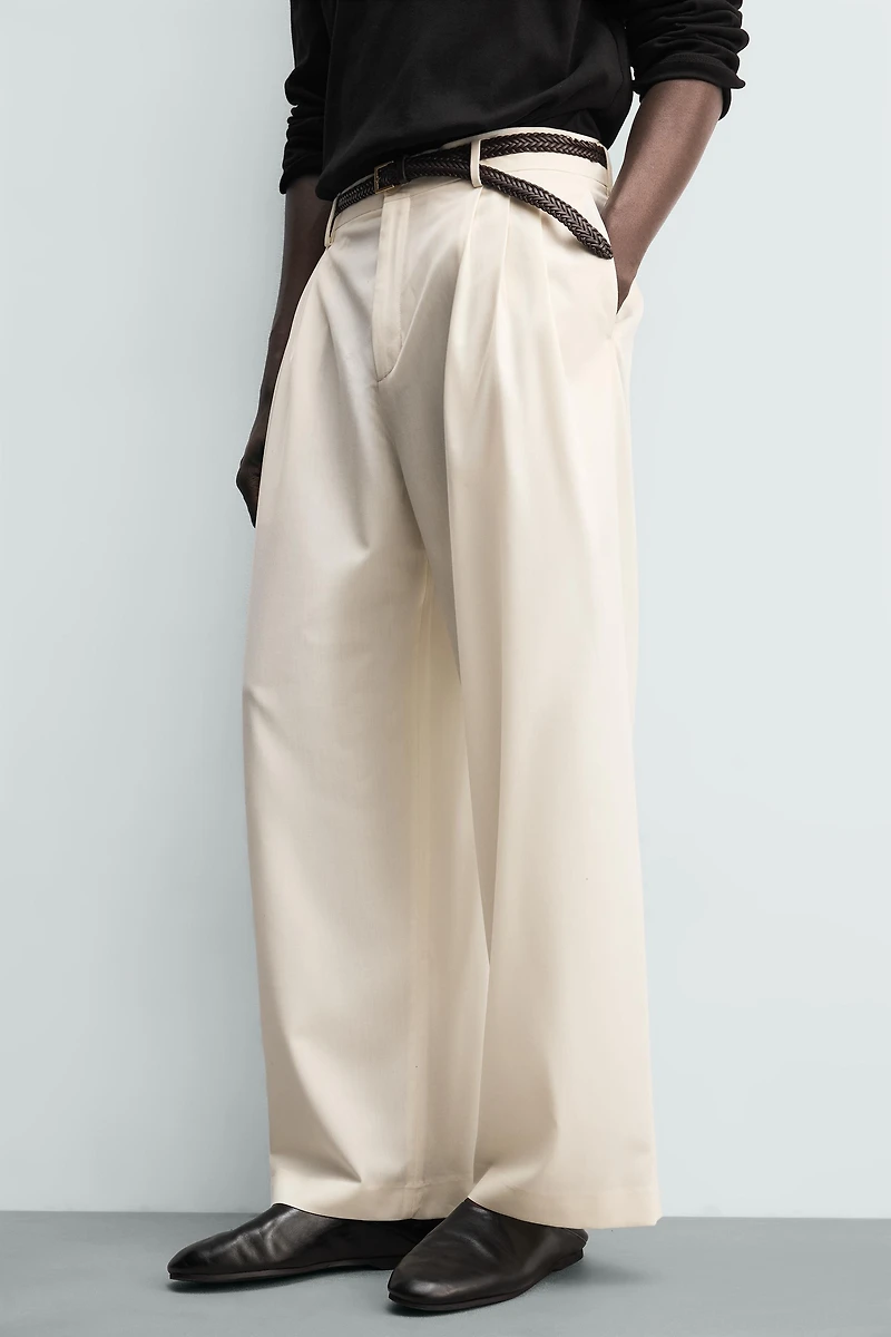 WOOL PLEATED PANTS