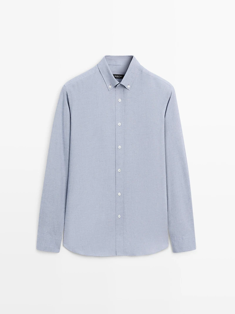 Regular-fit melange cotton shirt