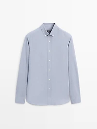 Regular-fit melange cotton shirt