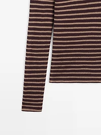 T-shirt manches longues à rayures en coton mélangé