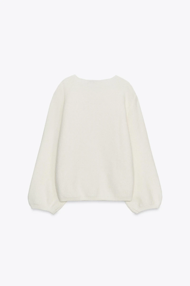WOOL BLEND BALLOON SLEEVE SWEATER