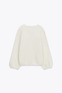 WOOL BLEND BALLOON SLEEVE SWEATER