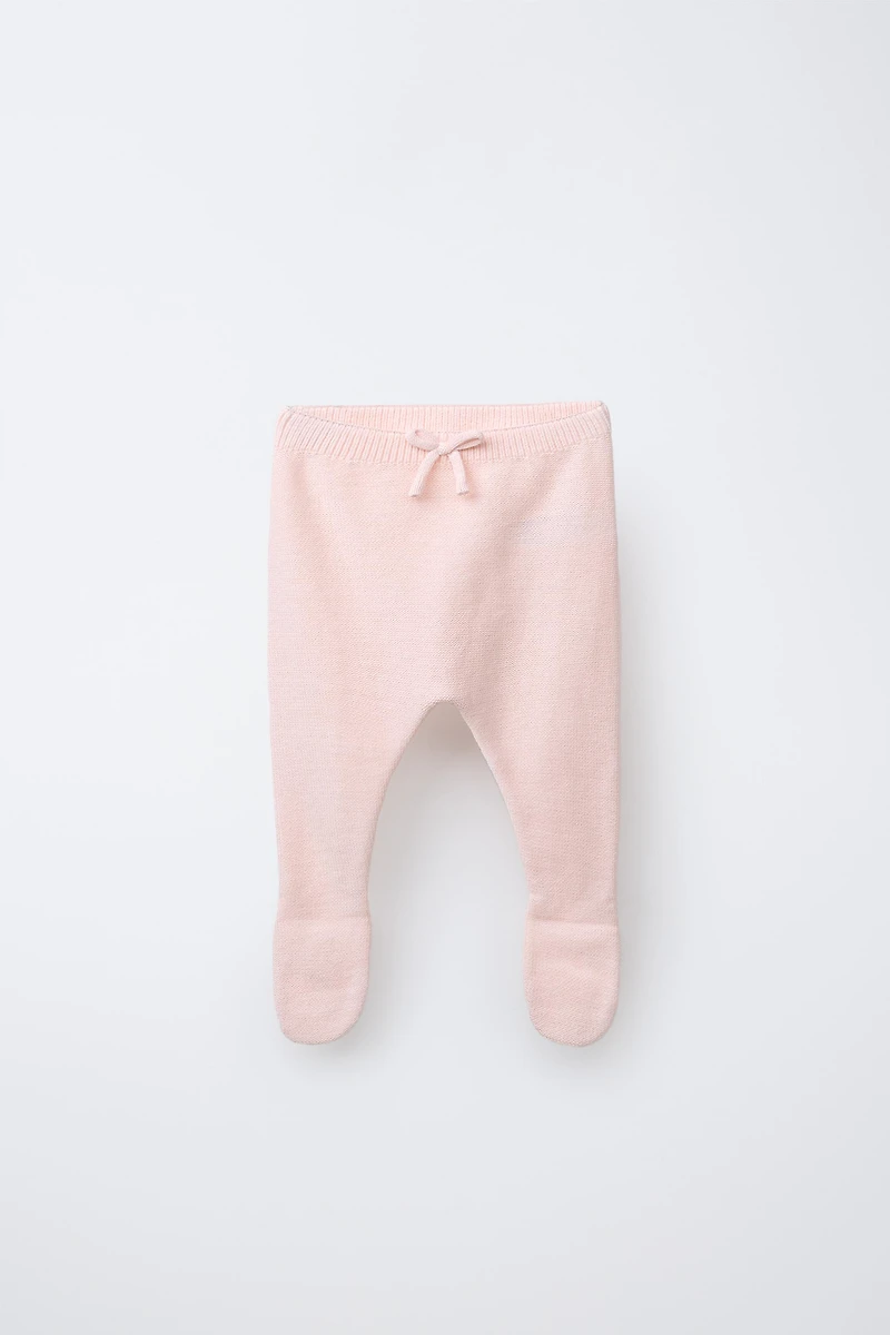 BOW KNIT FOOTED LEGGINGS