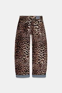 FLOCKED ANIMAL PRINT PANTS ZW COLLECTION LIMITED EDITION