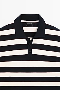 100% cotton striped knit polo shirt
