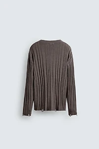 OPEN KNIT RIBBED SWEATER