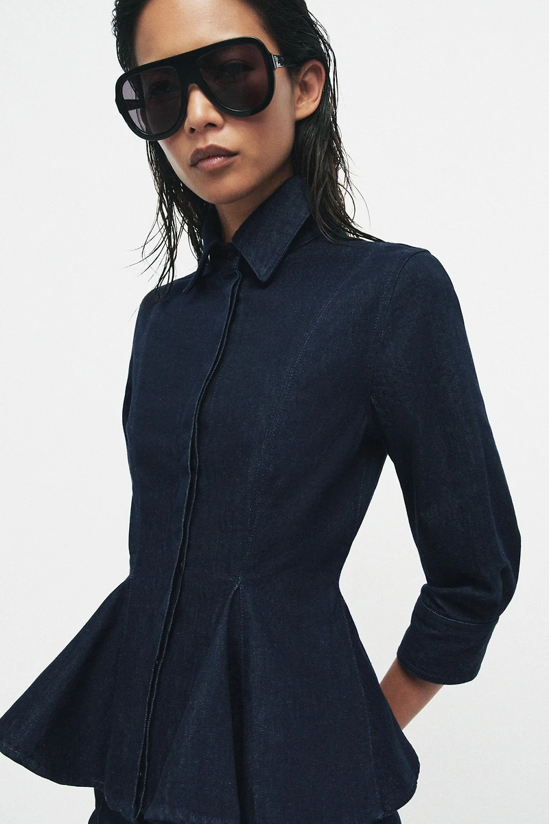 ZW COLLECTION PEPLUM DENIM SHIRT