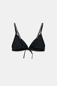 EMBROIDERED FLOWER BIKINI TOP