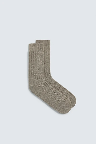 RIBBED CASHMERE BLEND SOCKS