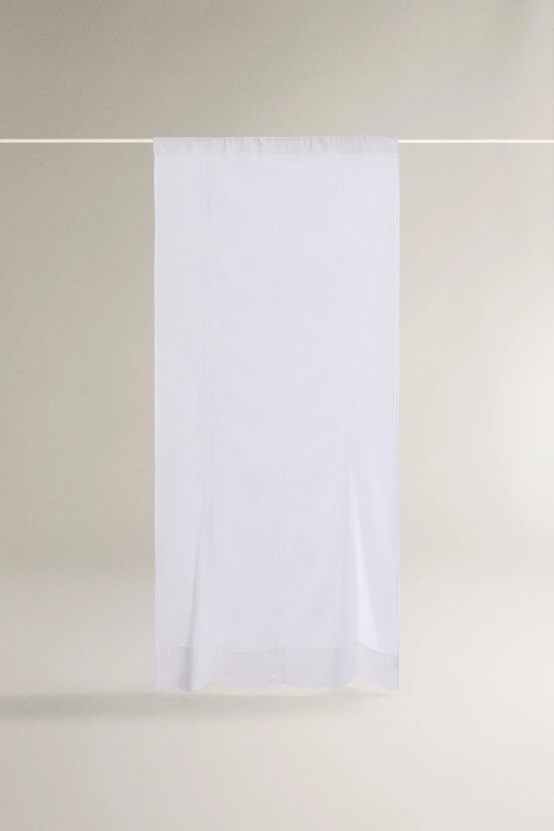 COTTON LINEN CURTAIN WITH EMBROIDERY