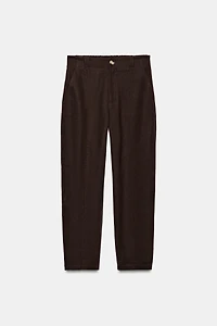 LINEN TAPERED PANTS WITH SEAM DETAIL