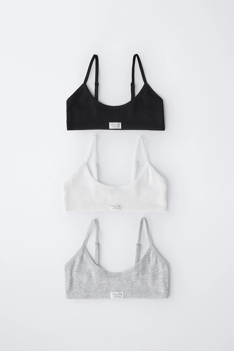 AGES 9-14/ THREE-PACK OF LABEL BRALETTES