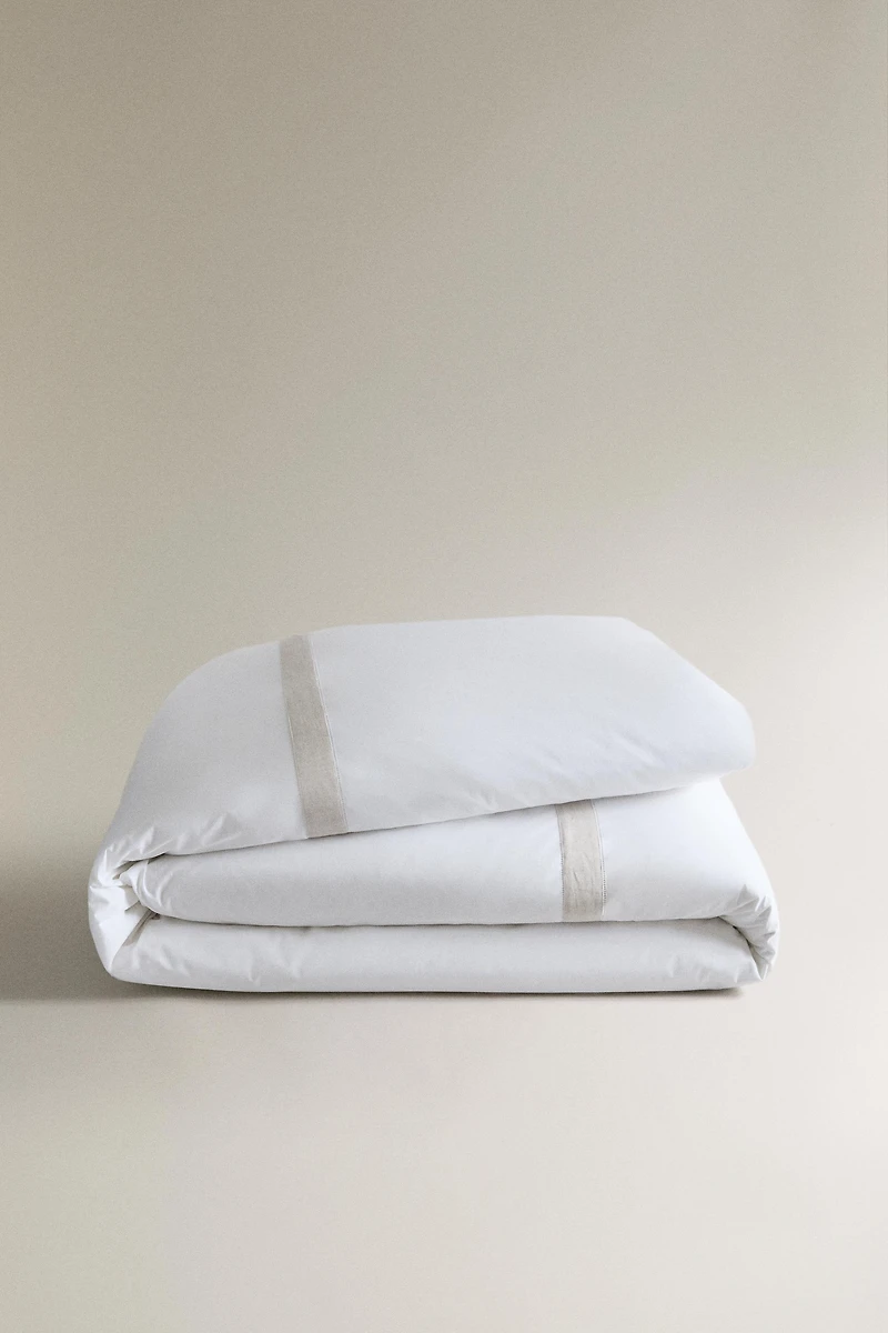 COTTON DUVET COVER WITH LINEN BORDER