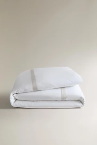COTTON DUVET COVER WITH LINEN BORDER