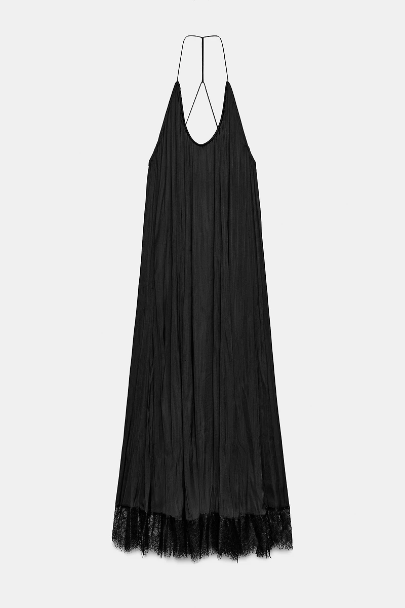 ZW COLLECTION SATIN LACE HALTER DRESS