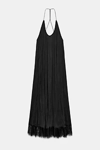 ZW COLLECTION SATIN LACE HALTER DRESS
