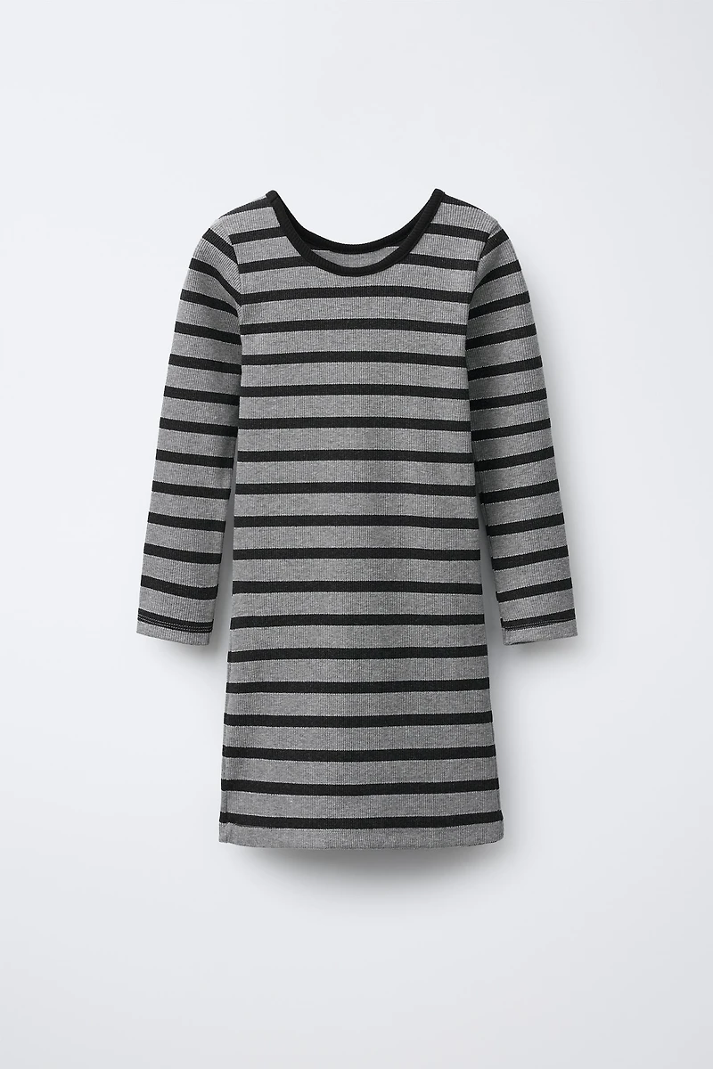 SPARKLY STRIPED RIBBED DRESS