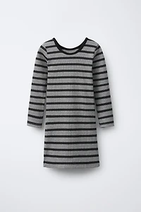 SPARKLY STRIPED RIBBED DRESS