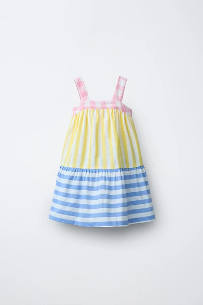 STRIPED AND PLAID DRESS CASA LAWA X ZARA KIDS