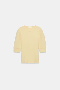 RIB KNIT VOLUMINOUS SLEEVE T-SHIRT