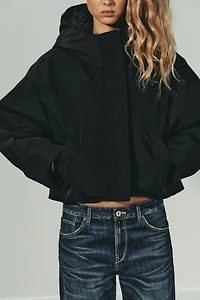 WATER REPELLENT WINDPROOF FAUX FUR HOODIE PUFFER JACKET