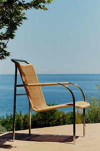 RATTAN AND STEEL ACCENT CHAIR
