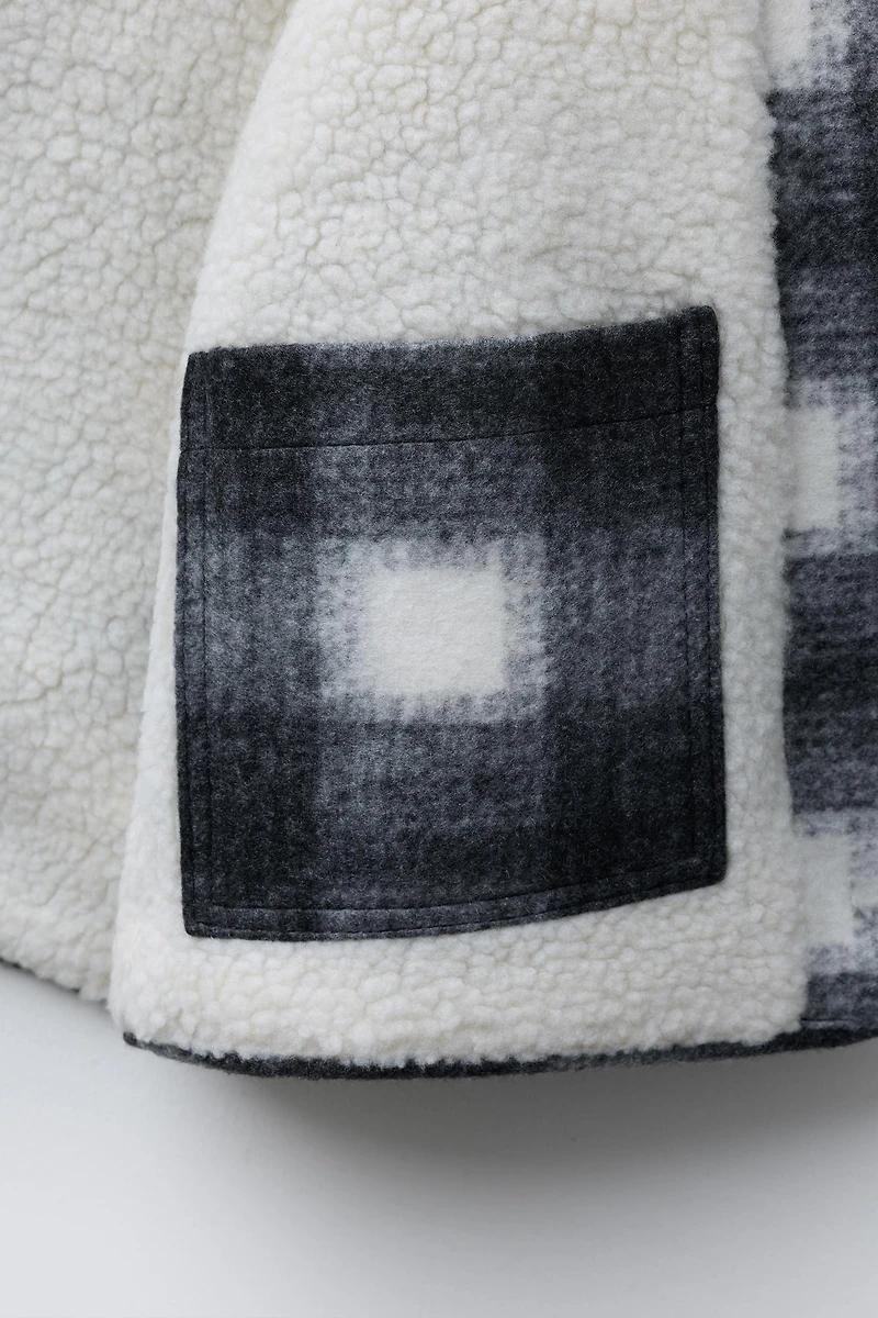 PLAID FLEECE COAT