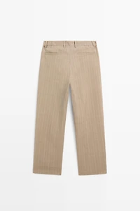 100% linen striped pants