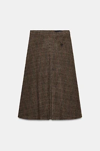 JUPE À CARREAUX PLIÉE AVEC LAINE ZW COLLECTION
