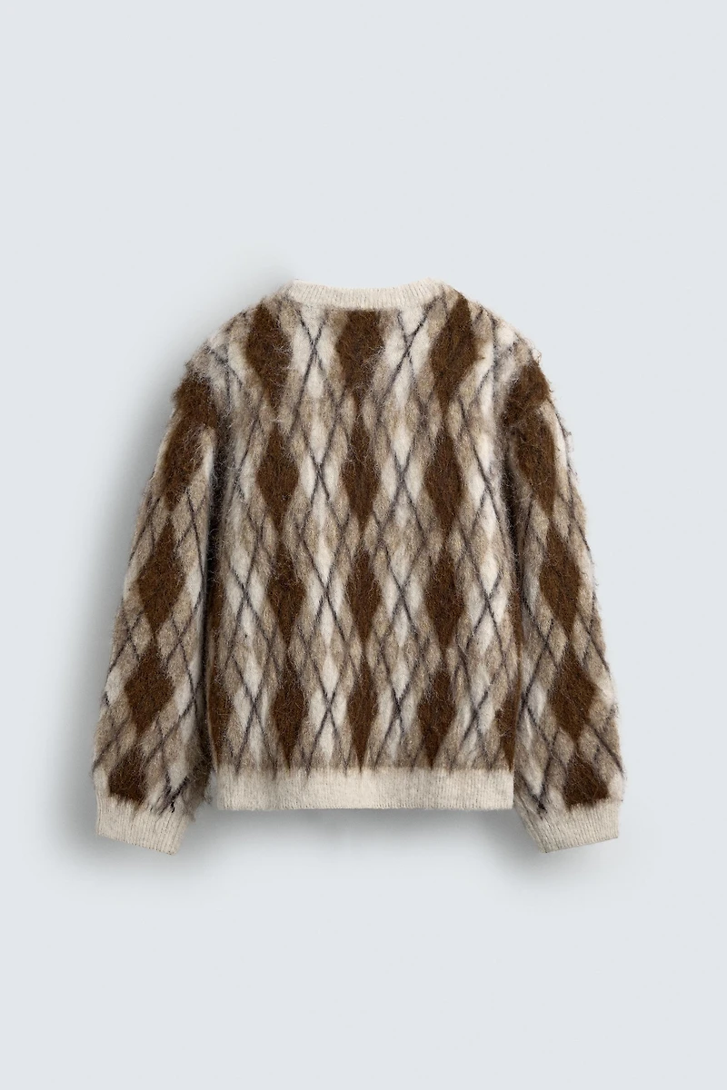 BRUSHED JACQUARD ARGYLE JUMPER