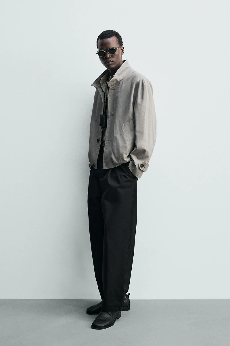 RELAXED FIT CHECKED TEXTURED JACKET