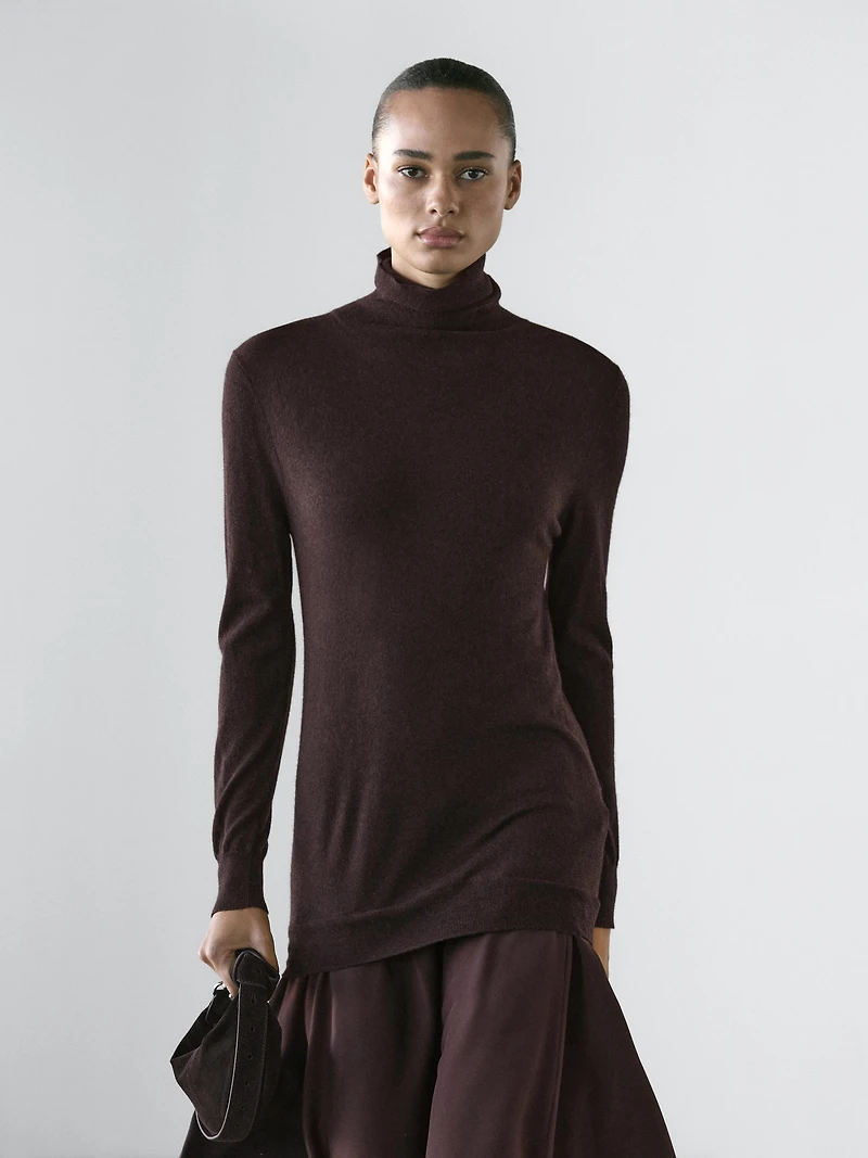 Wool blend knit dress with contrast detail