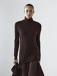 Wool blend knit dress with contrast detail