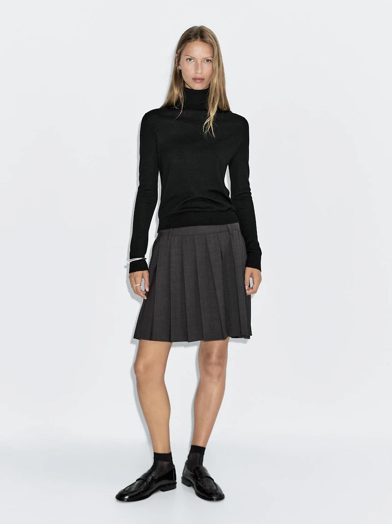 High neck wool blend sweater